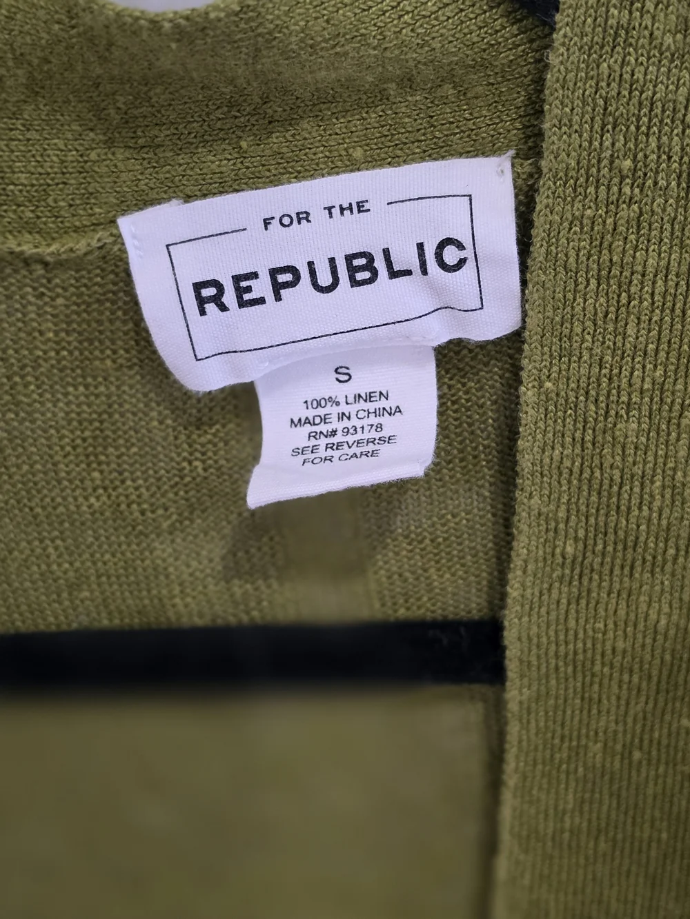 For The Republic Olive Women Excellent Condition Cardigan Sz S LINEN